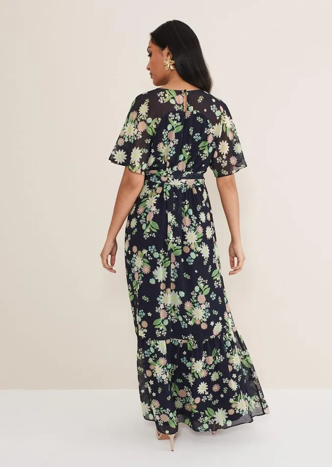 Petite Georgie Floral Tiered Maxi Dress Navymulti Women Phase Eight Dresses