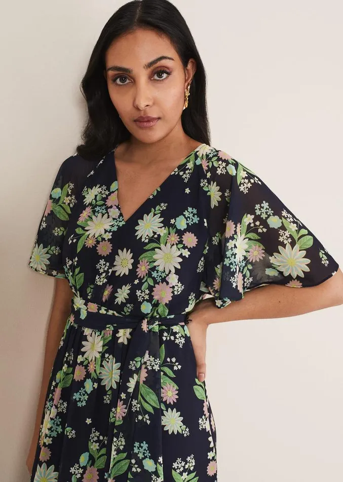 Petite Georgie Floral Tiered Maxi Dress Navymulti Women Phase Eight Dresses