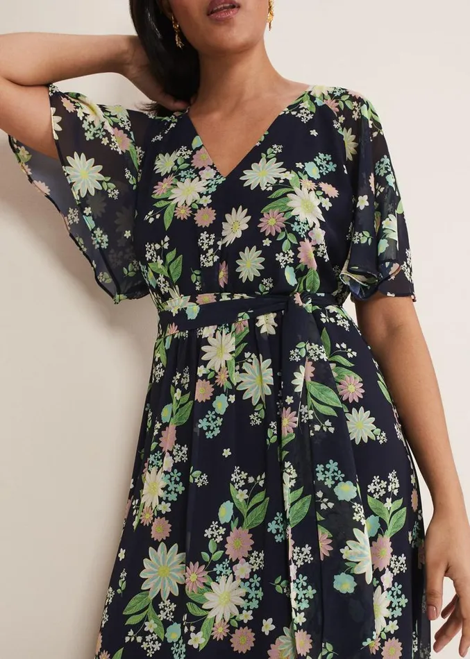 Petite Georgie Floral Tiered Maxi Dress Navymulti Women Phase Eight Dresses