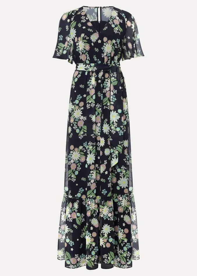 Petite Georgie Floral Tiered Maxi Dress Navymulti Women Phase Eight Dresses