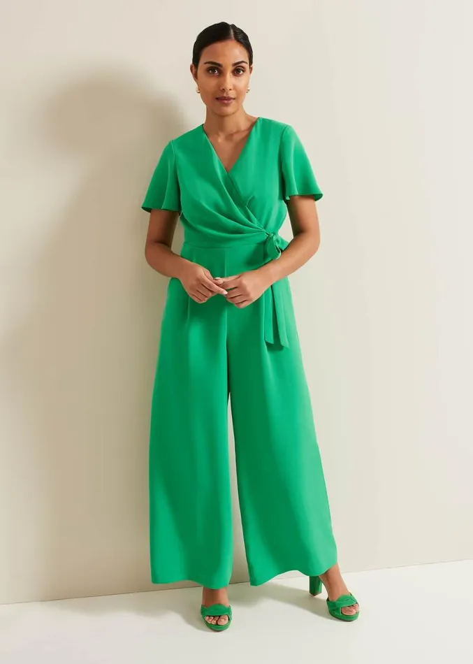 Petite Julissa Green Wide Leg Jumpsuit Green Women Phase Eight Dresses