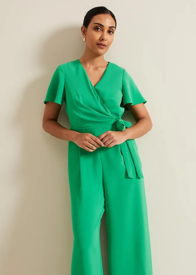 Petite Julissa Green Wide Leg Jumpsuit Green Women Phase Eight Dresses