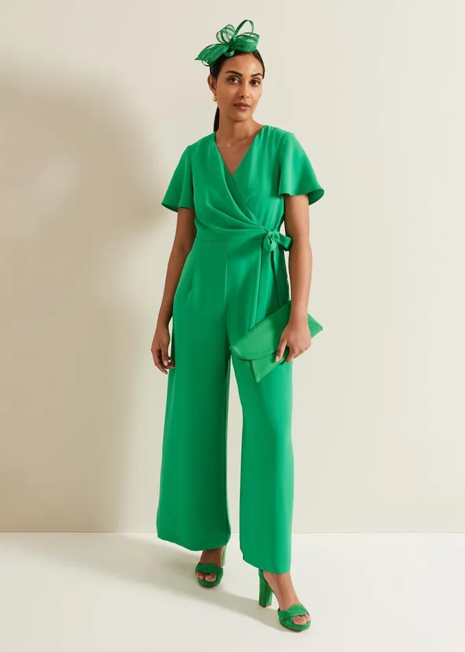 Petite Julissa Green Wide Leg Jumpsuit Green Women Phase Eight Dresses