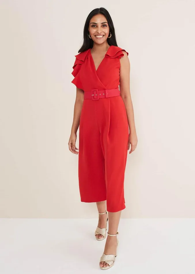 Petite Nicky Ruffle Jumpsuit Fire Women Phase Eight Dresses