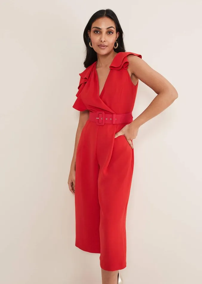 Petite Nicky Ruffle Jumpsuit Fire Women Phase Eight Dresses