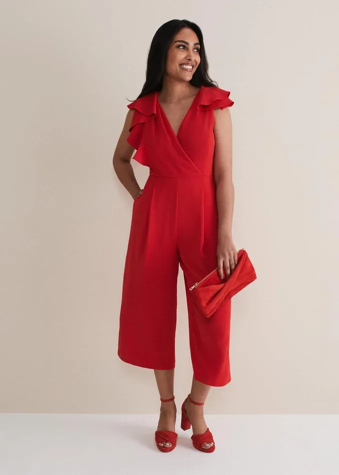 Petite Nicky Ruffle Jumpsuit Fire Women Phase Eight Dresses