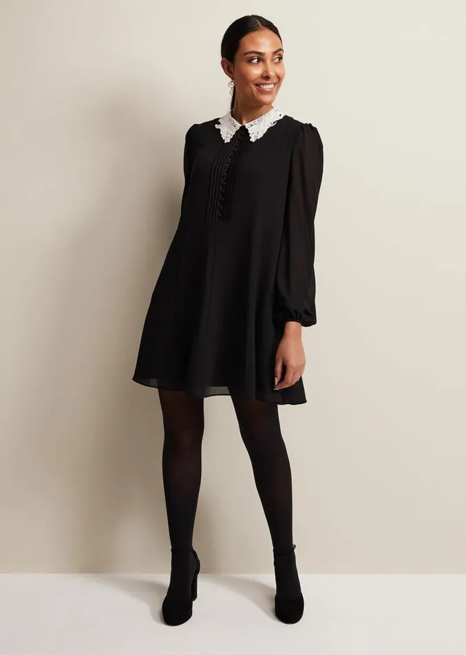 Petite Trudie Swing Mini Dress Blackivory Women Phase Eight Dresses