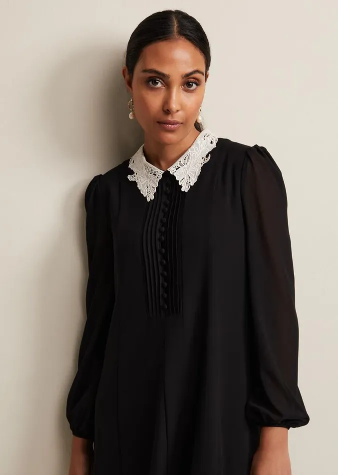 Petite Trudie Swing Mini Dress Blackivory Women Phase Eight Dresses