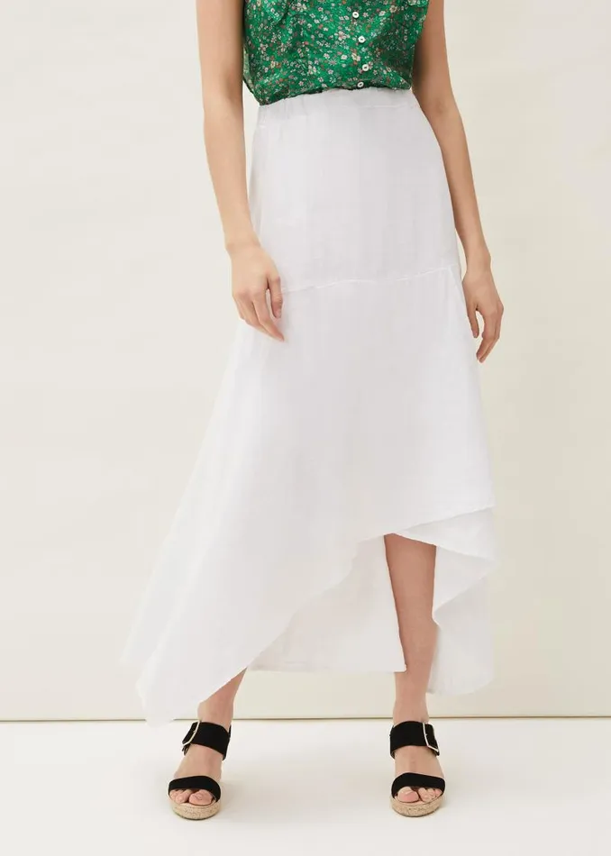 Phoebe Faux Wrap Linen Skirt White Women Phase Eight Skirts