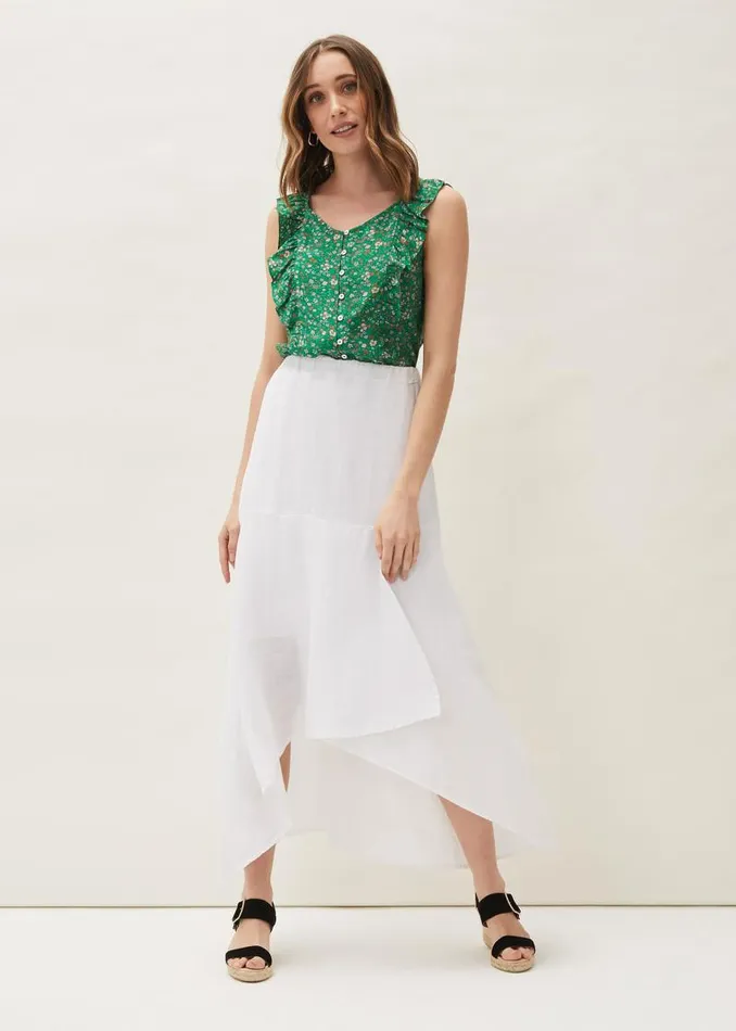 Phoebe Faux Wrap Linen Skirt White Women Phase Eight Skirts