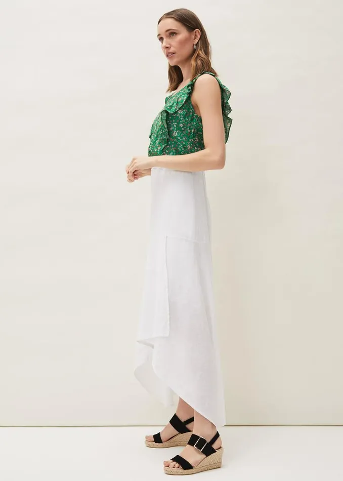 Phoebe Faux Wrap Linen Skirt White Women Phase Eight Skirts