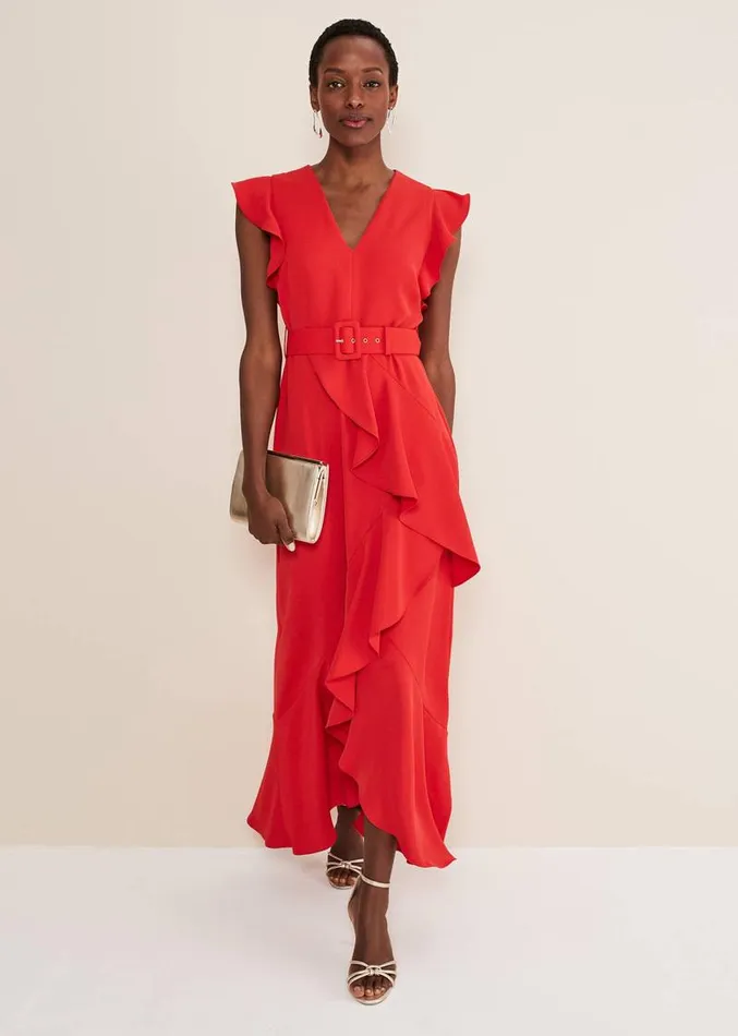 Phoebe Frill Maxi Dress Fire Women Phase Eight Dresses