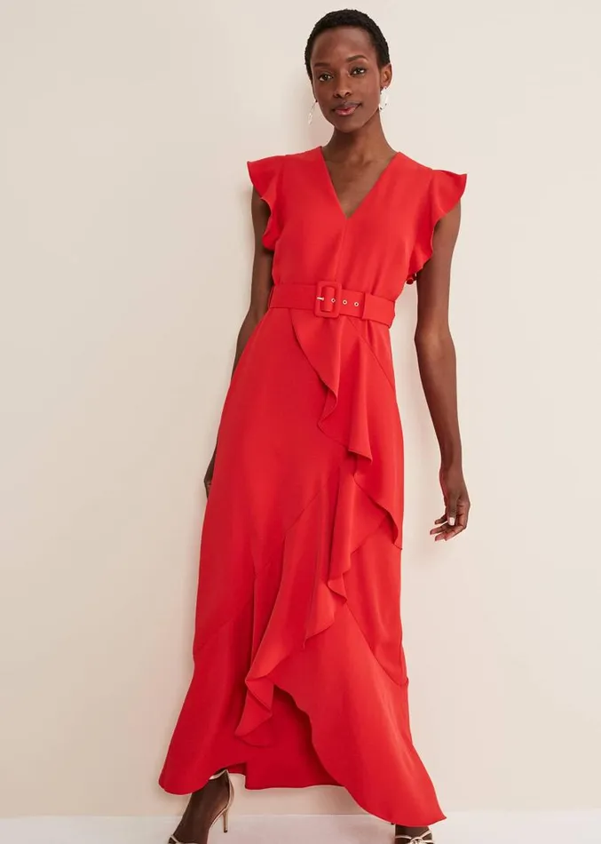 Phoebe Frill Maxi Dress Fire Women Phase Eight Dresses