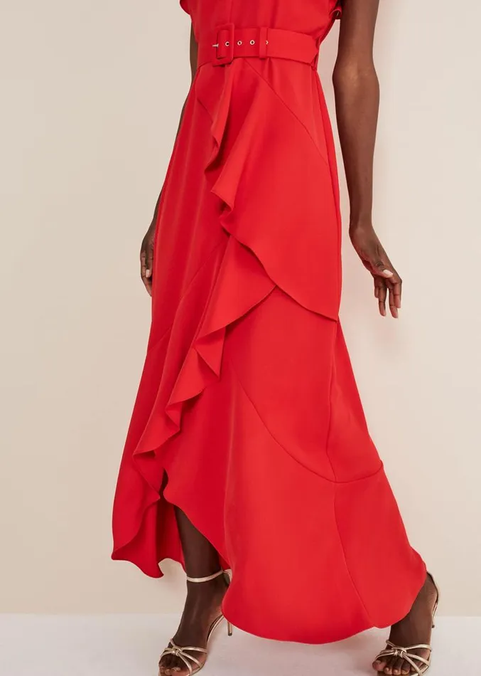 Phoebe Frill Maxi Dress Fire Women Phase Eight Dresses