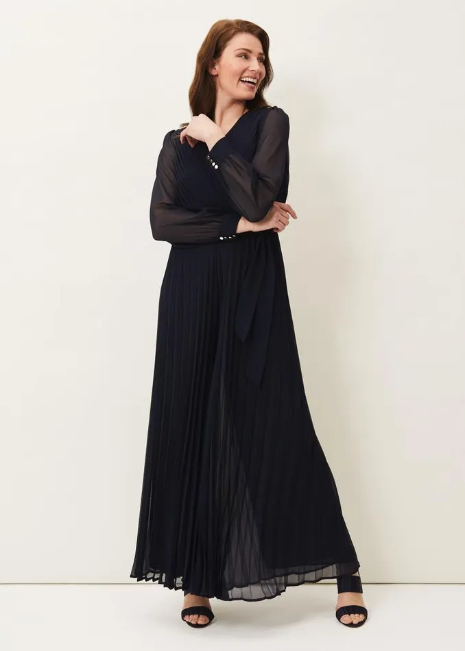 Phoebe Pleated Jumpsuit Navy Women Phase Eight Dresses