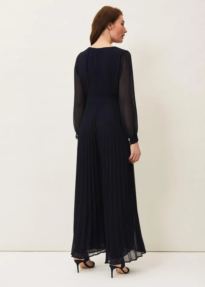 Phoebe Pleated Jumpsuit Navy Women Phase Eight Dresses