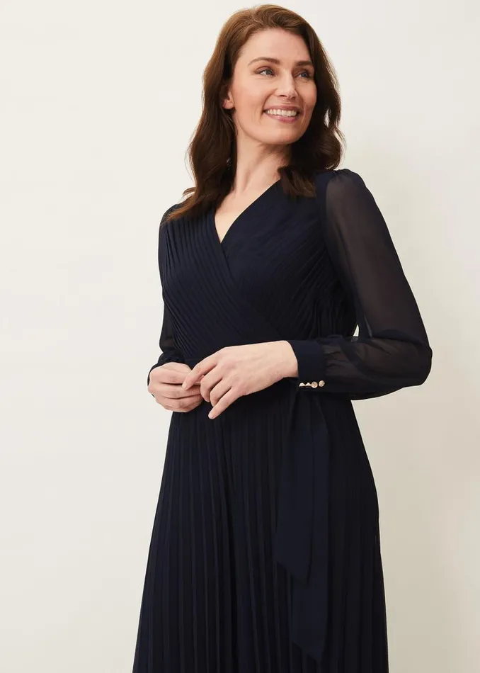 Phoebe Pleated Jumpsuit Navy Women Phase Eight Dresses