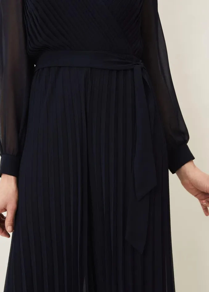 Phoebe Pleated Jumpsuit Navy Women Phase Eight Dresses