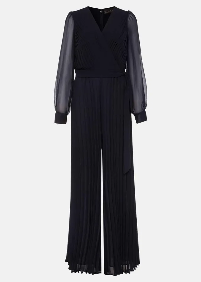 Phoebe Pleated Jumpsuit Navy Women Phase Eight Dresses