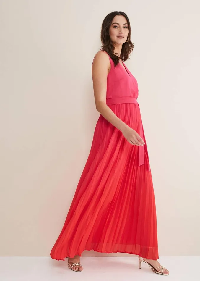 Piper Ombre Pleated Dress Redpink Women Phase Eight Dresses