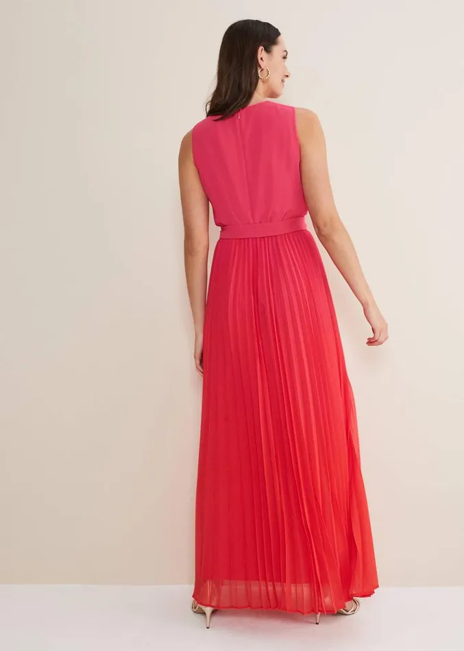 Piper Ombre Pleated Dress Redpink Women Phase Eight Dresses