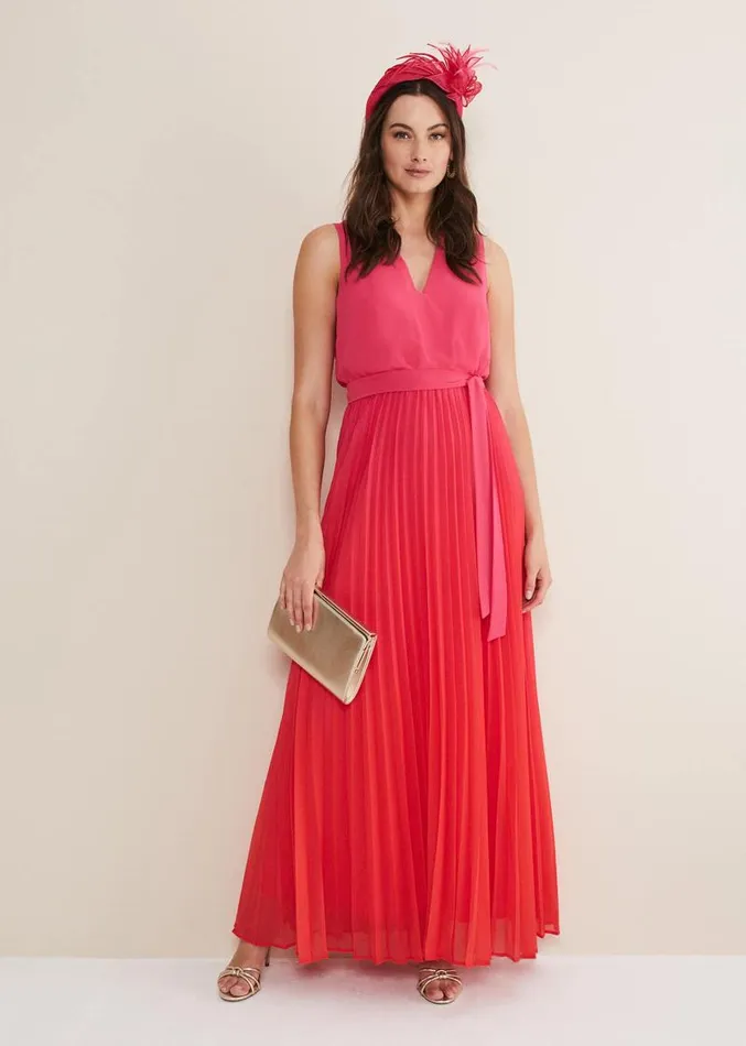 Piper Ombre Pleated Dress Redpink Women Phase Eight Dresses