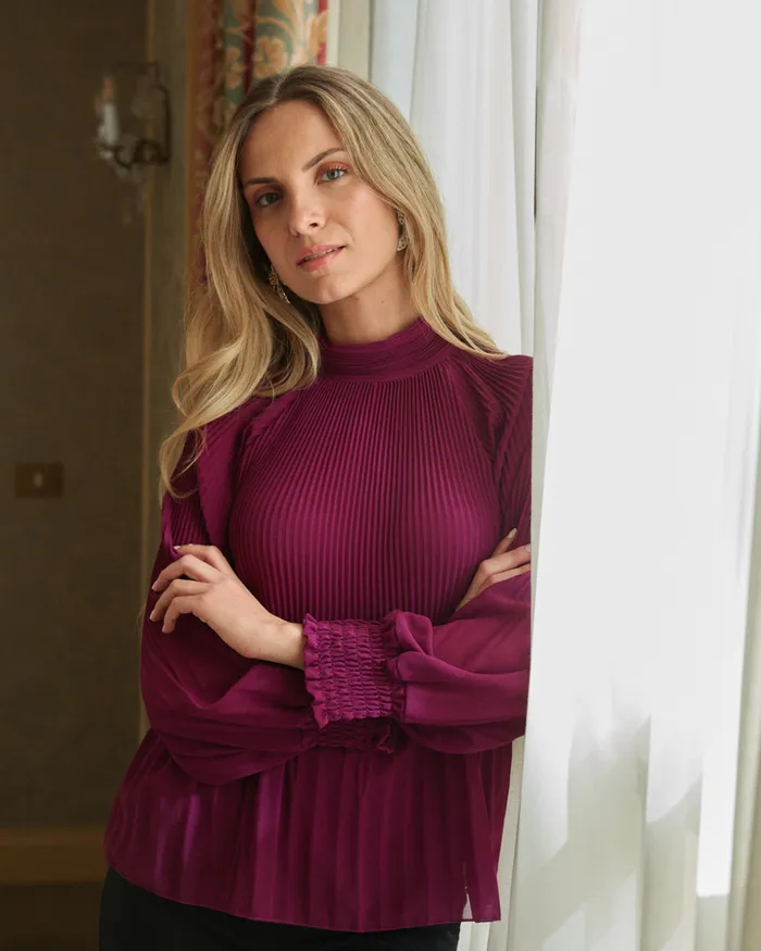 Polin Et Moi Arancela Collar Blouse Eggplant Women Blouses And Shirts Polin Et Moi Arancela Collar Blouse Eggplant Women Blouses And Shirts
