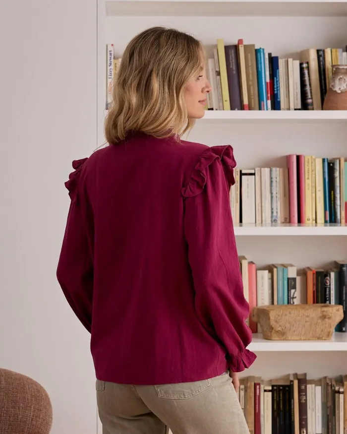 Polin Et Moi Blouse Ruffled Cintia Cherry Women Blouses And Shirts Polin Et Moi Blouse Ruffled Cintia Cherry Women Blouses And Shirts
