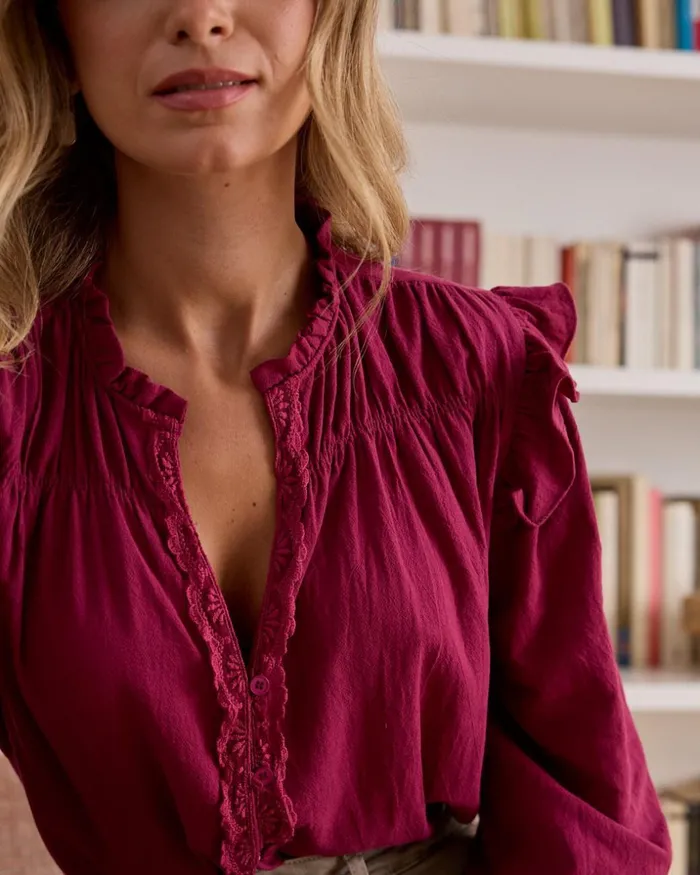 Polin Et Moi Blouse Ruffled Cintia Cherry Women Blouses And Shirts Polin Et Moi Blouse Ruffled Cintia Cherry Women Blouses And Shirts