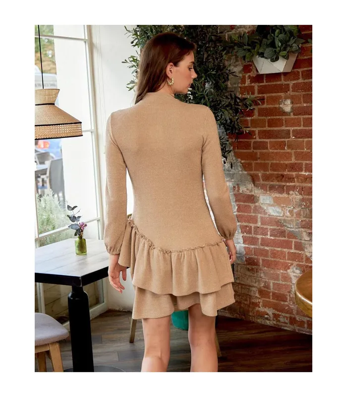 Polin Et Moi Briseida Ruffle Dress Camel Women Dresses And Jumpsuits Polin Et Moi Briseida Ruffle Dress Camel Women Dresses And Jumpsuits