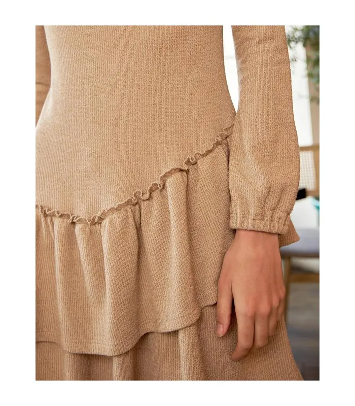 Polin Et Moi Briseida Ruffle Dress Camel Women Dresses And Jumpsuits Polin Et Moi Briseida Ruffle Dress Camel Women Dresses And Jumpsuits