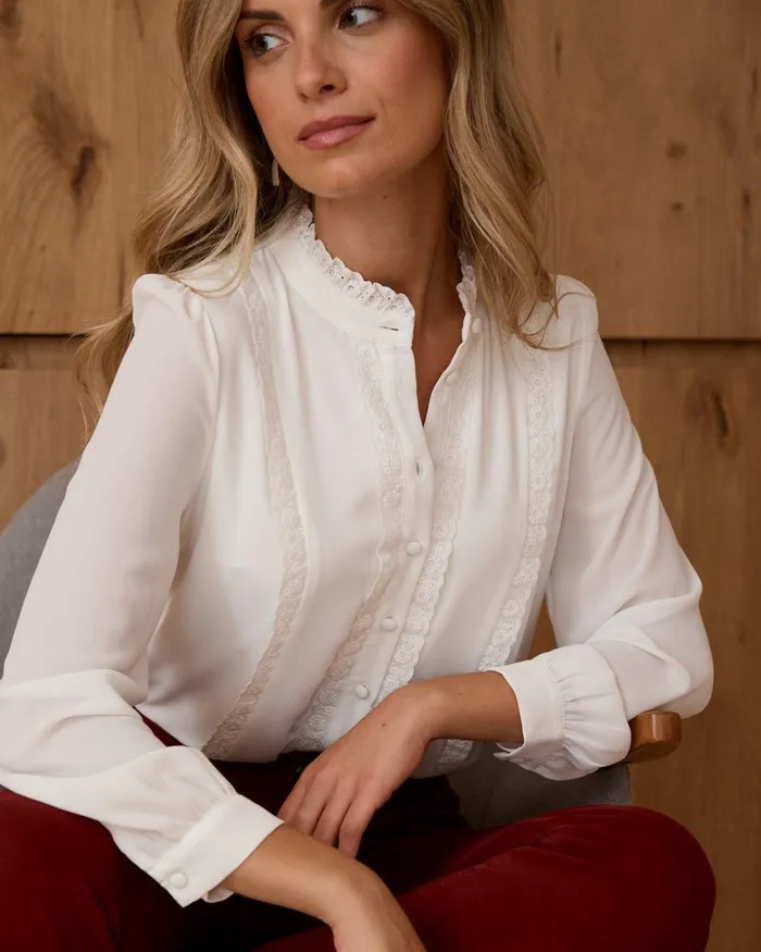 Polin Et Moi Bruca Lace Shirt White Women Blouses And Shirts