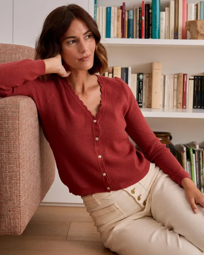 Polin Et Moi Cardigan Knitted Gulia Red Women Cardigans And Sweaters Polin Et Moi Cardigan Knitted Gulia Red Women Cardigans And Sweaters