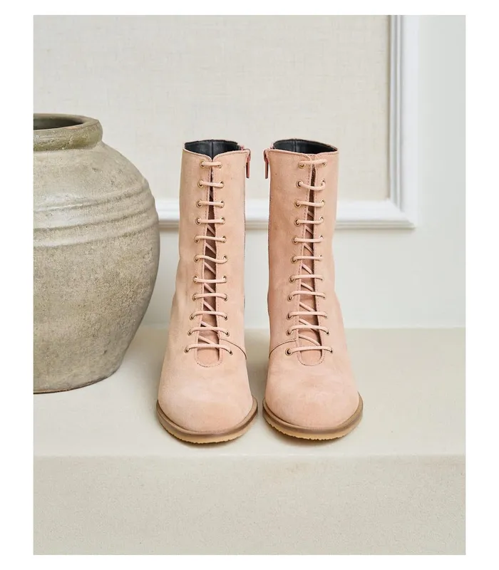 Polin Et Moi Cleof Laces Ankle Boots Beige Women Ankle Boots Polin Et Moi Cleof Laces Ankle Boots Beige Women Ankle Boots