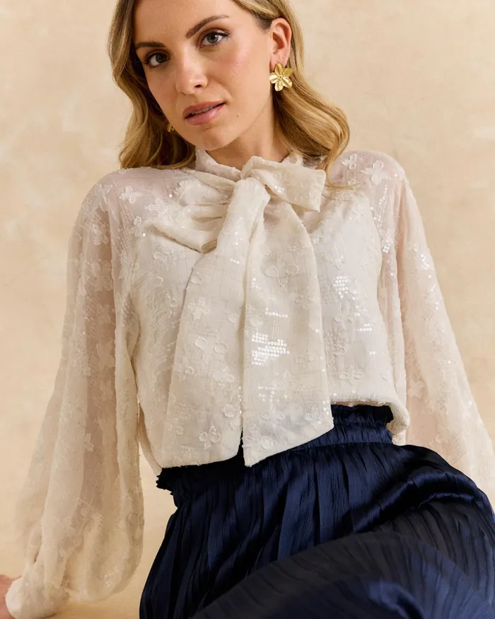 Polin Et Moi Dali Bow Blouse White Women Blouses And Shirts
