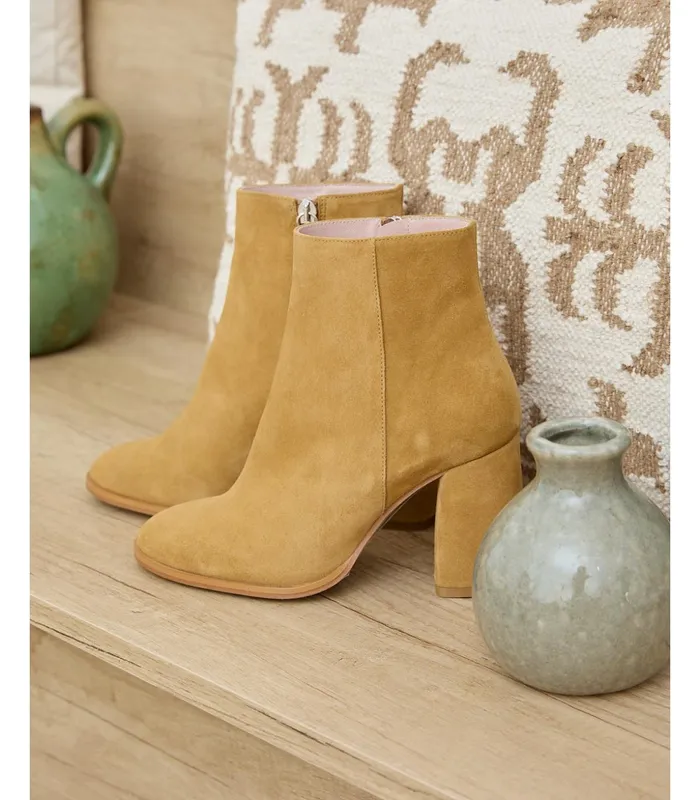 Polin Et Moi Joy Heel Ankle Boots Ochre Women Ankle Boots