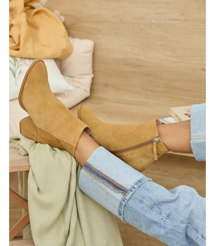 Polin Et Moi Joy Heel Ankle Boots Ochre Women Ankle Boots