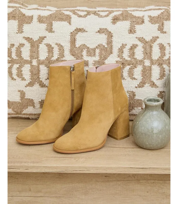 Polin Et Moi Joy Heel Ankle Boots Ochre Women Ankle Boots