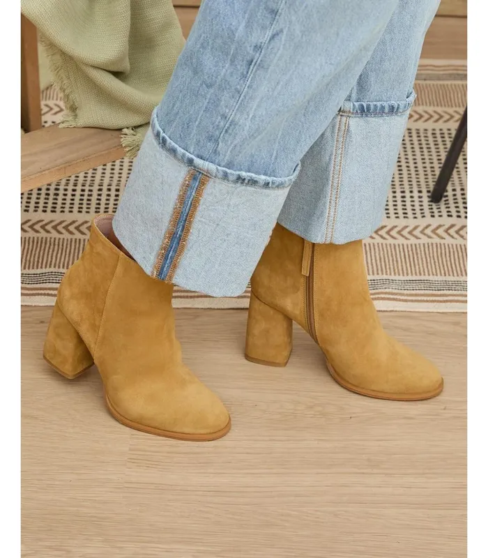 Polin Et Moi Joy Heel Ankle Boots Ochre Women Ankle Boots