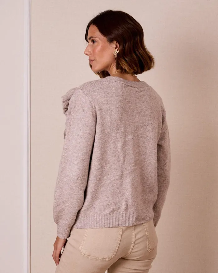Polin Et Moi Knitted Peony Cardigan Taupe Women Cardigans And Sweaters Polin Et Moi Knitted Peony Cardigan Taupe Women Cardigans And Sweaters