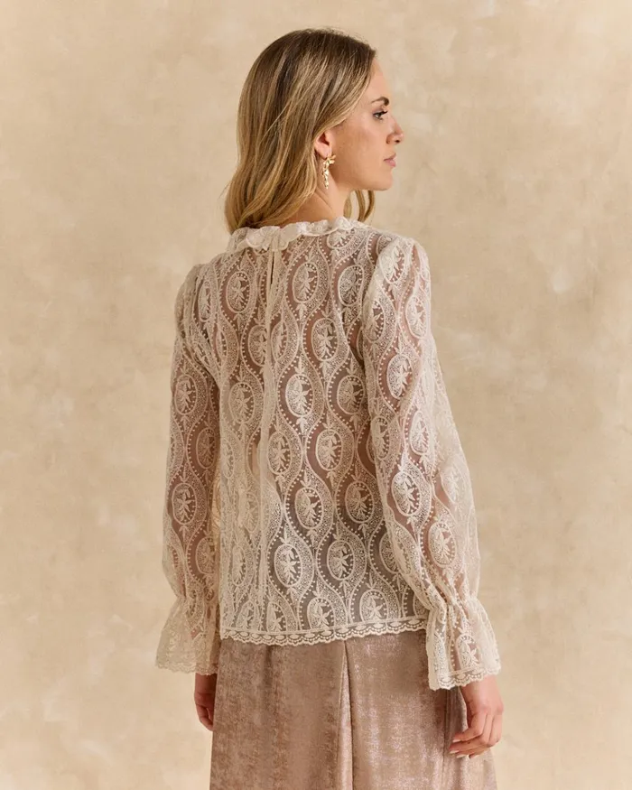 Polin Et Moi Lurdes Lace Top Raw Women TShirts And Tops