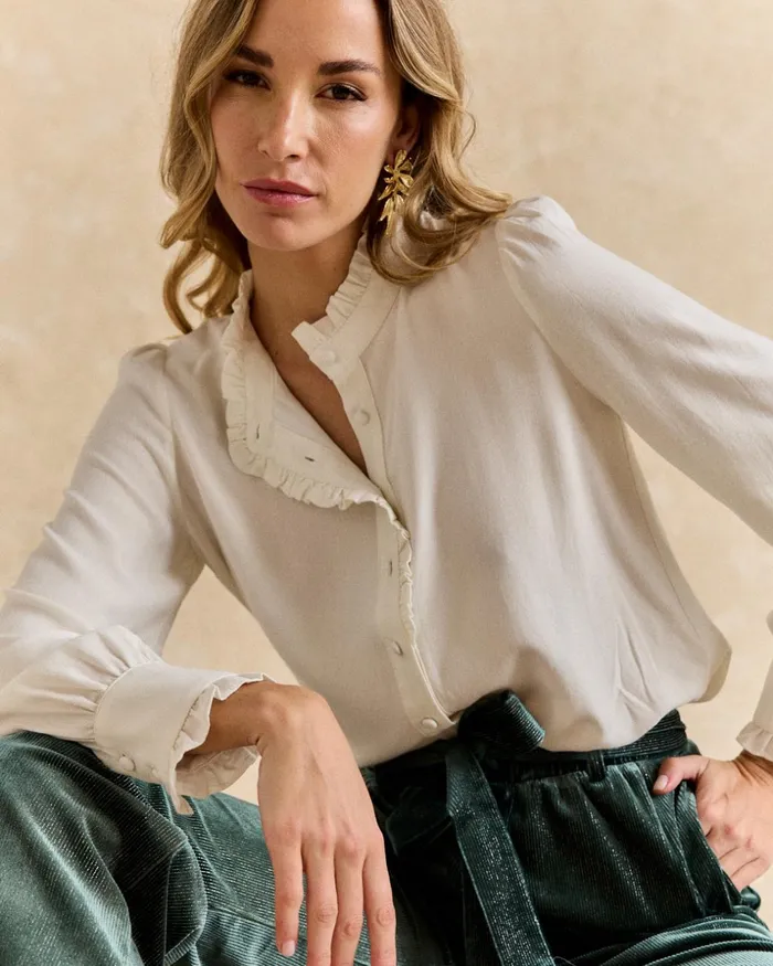 Polin Et Moi Lurex Margarita Shirt White Women Blouses And Shirts