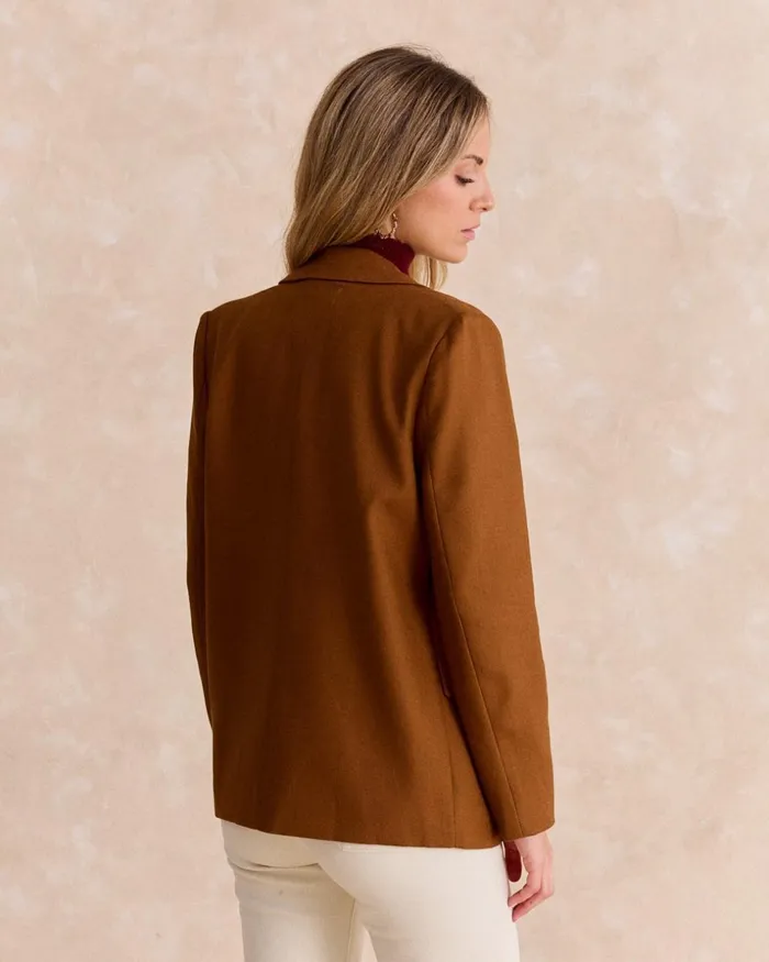 Polin Et Moi Meduna Linen Blazer Camel Women Blazer And Jackets Polin Et Moi Meduna Linen Blazer Camel Women Blazer And Jackets