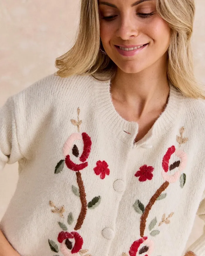 Polin Et Moi Menchu Embroidered Cardigan Raw Women Cardigans And Sweaters Polin Et Moi Menchu Embroidered Cardigan Raw Women Cardigans And Sweaters