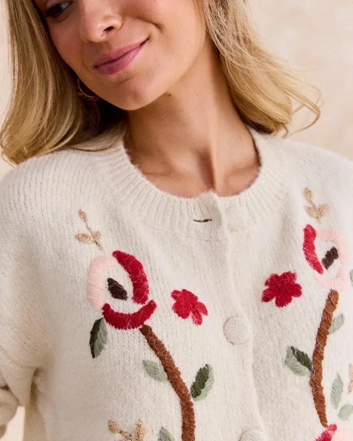 Polin Et Moi Menchu Embroidered Cardigan Raw Women Cardigans And Sweaters Polin Et Moi Menchu Embroidered Cardigan Raw Women Cardigans And Sweaters