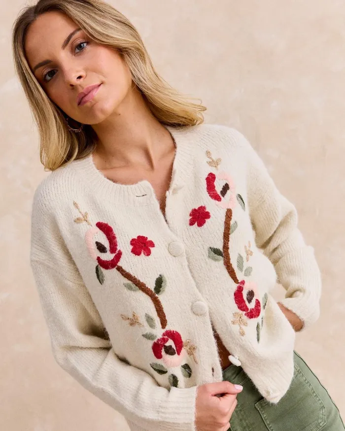 Polin Et Moi Menchu Embroidered Cardigan Raw Women Cardigans And Sweaters Polin Et Moi Menchu Embroidered Cardigan Raw Women Cardigans And Sweaters
