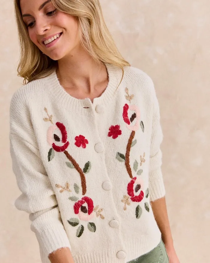 Polin Et Moi Menchu Embroidered Cardigan Raw Women Cardigans And Sweaters Polin Et Moi Menchu Embroidered Cardigan Raw Women Cardigans And Sweaters