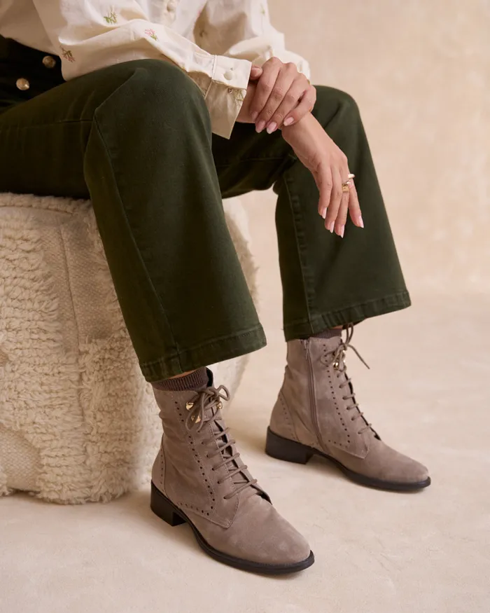 Polin Et Moi Nurabia LaceUp Ankle Boots Taupe Women Ankle Boots Polin Et Moi Nurabia LaceUp Ankle Boots Taupe Women Ankle Boots
