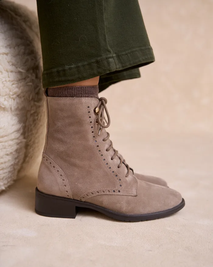 Polin Et Moi Nurabia LaceUp Ankle Boots Taupe Women Ankle Boots Polin Et Moi Nurabia LaceUp Ankle Boots Taupe Women Ankle Boots