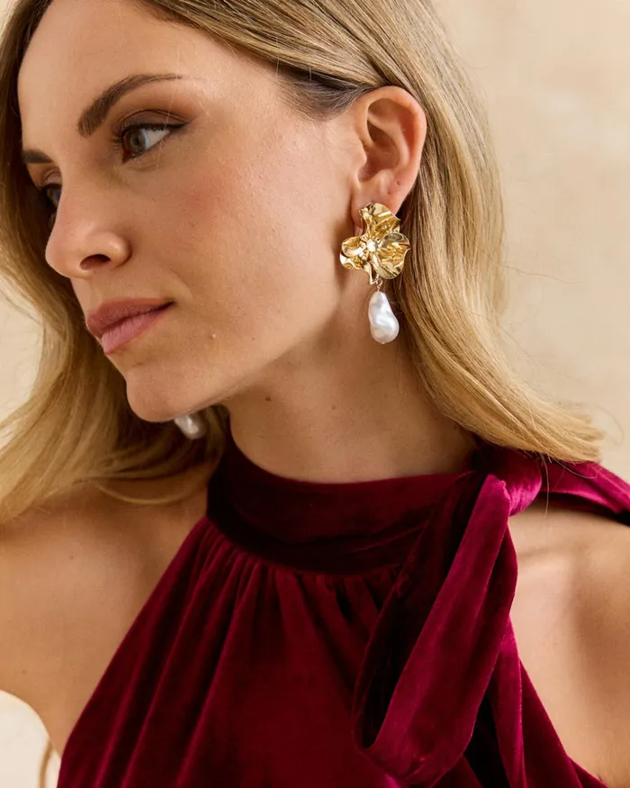 Polin Et Moi Pearl Nagore Earring Gold Women Jewelry